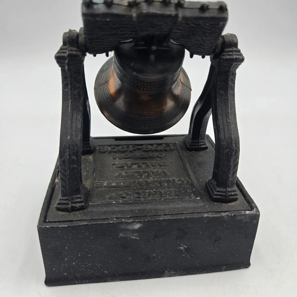 Vintage Liberty Bell Copper Iron Piggy Bank USA NO KEY Bank Of Willamette Oregon